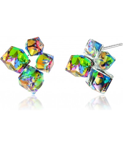 Aurora Borealis Crystal Stud Earrings 925 Sterling Silver Rainbow Iridescent Hypoallergenic Earrings Trendy Jewelry Gift for ...