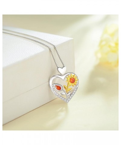 Love Heart Necklace for Women 925 Sterling Silver Rose Sunflower Gold Pendant Necklaces Jewelry Mother's Day Birthday Valenti...