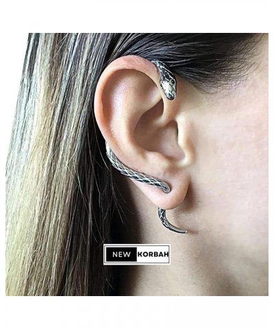 Snake Cuff Earring for Women Men Gothic Silver Snake Shape Earrings Punk Snake Stud Snake Ear Cuff for Girls Medusa Jewelry R...