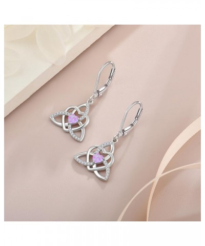 Celtic knot Earrings Trinity Knot Leverback 925 Sterling Silver Dangle Drop Earring for Women Heart Birthstones Jewelry Gifts...