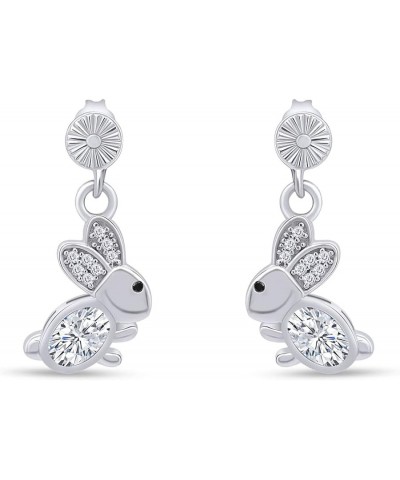 14k Gold Over Sterling Silver Animal Rabbit Easter Bunny Womens Drop Earrings White Gold Over : Cubic Zirconia $24.48 Earrings