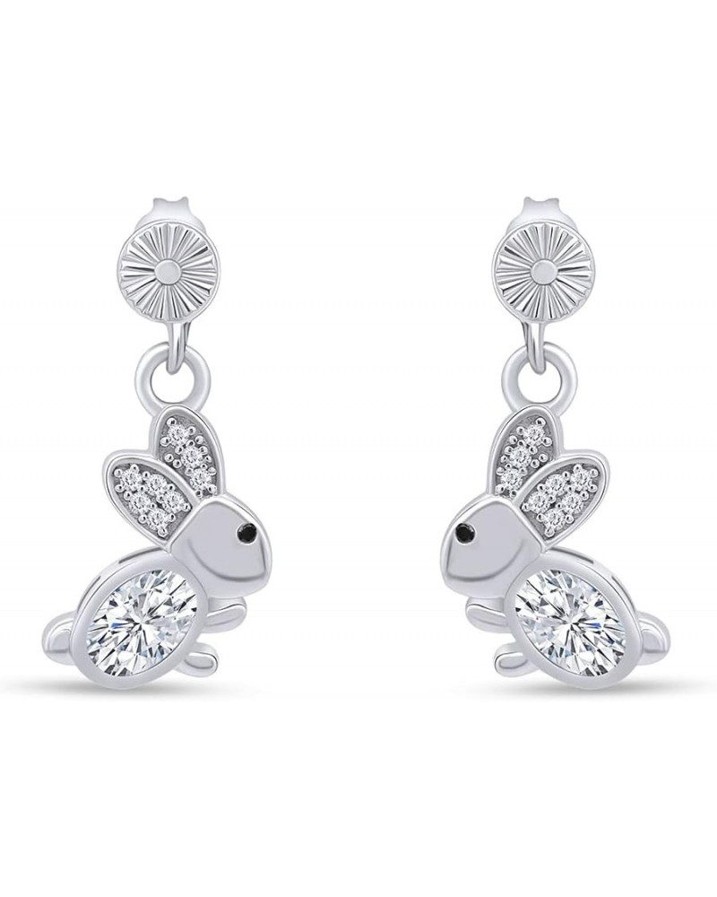 14k Gold Over Sterling Silver Animal Rabbit Easter Bunny Womens Drop Earrings White Gold Over : Cubic Zirconia $24.48 Earrings