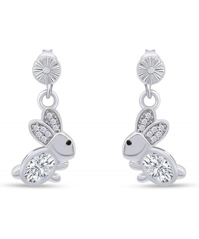 14k Gold Over Sterling Silver Animal Rabbit Easter Bunny Womens Drop Earrings White Gold Over : Cubic Zirconia $24.48 Earrings