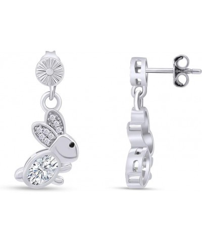 14k Gold Over Sterling Silver Animal Rabbit Easter Bunny Womens Drop Earrings White Gold Over : Cubic Zirconia $24.48 Earrings