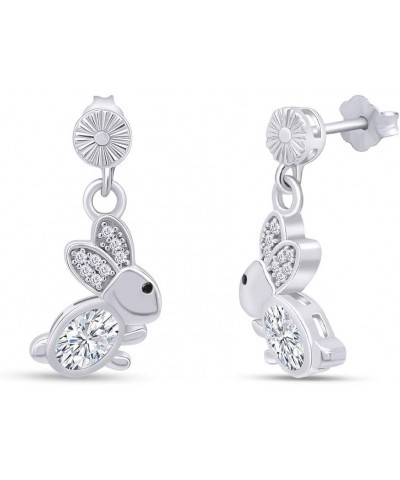 14k Gold Over Sterling Silver Animal Rabbit Easter Bunny Womens Drop Earrings White Gold Over : Cubic Zirconia $24.48 Earrings