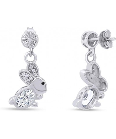 14k Gold Over Sterling Silver Animal Rabbit Easter Bunny Womens Drop Earrings White Gold Over : Cubic Zirconia $24.48 Earrings