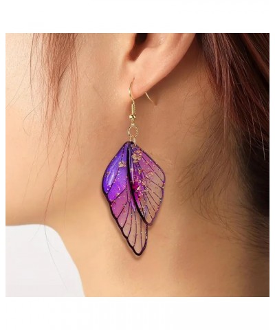 Butterfly Wing Drop Earrings for Women Girls Crystal Fairy Wing Earrings Multicolored Butterfly Wing Hook Earrings Party Wedd...