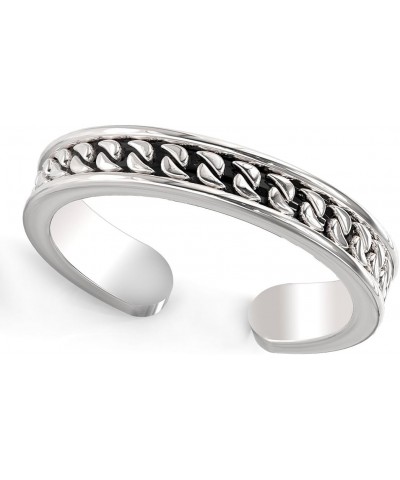 Sterling Silver Oxidized Curb Link Pattern Adjustable Toe Band Ring $6.00 Body Jewelry