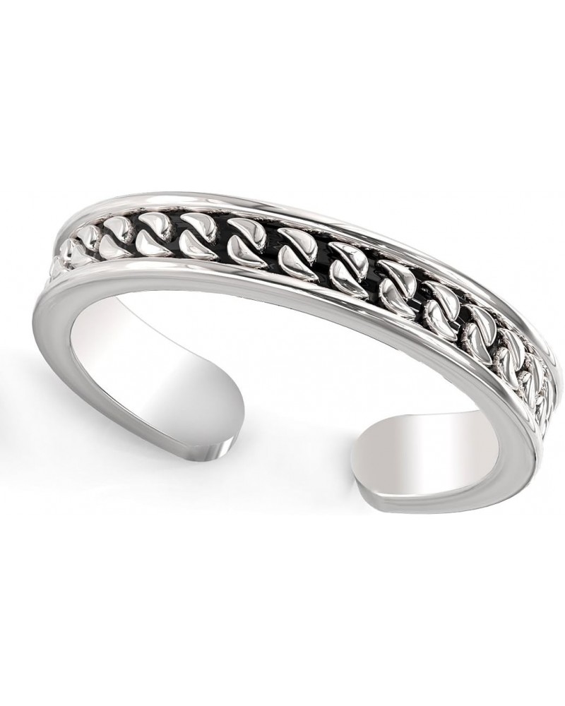 Sterling Silver Oxidized Curb Link Pattern Adjustable Toe Band Ring $6.00 Body Jewelry