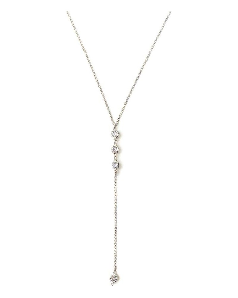 Exquisite Czech Drill Y-shaped Lariat Necklace.Gold And Silver Chain Glass Crystal Pendant Necklace,Wedding Bridal Woman Jewe...