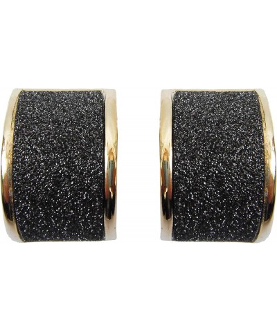 18k Gold Plated Square Rainbow Multicolor Glitter Omega Back Earrings Black $10.02 Earrings