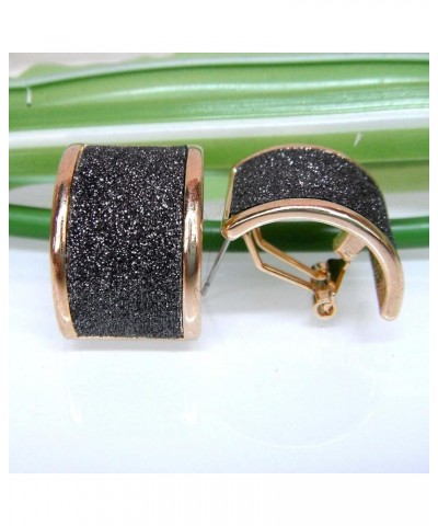 18k Gold Plated Square Rainbow Multicolor Glitter Omega Back Earrings Black $10.02 Earrings