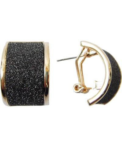 18k Gold Plated Square Rainbow Multicolor Glitter Omega Back Earrings Black $10.02 Earrings