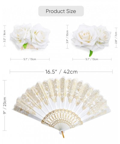 5 Pack Flower Brooch Head Ornament Bride Women Rose Flower Hair Accessories Wedding Hair Clip Flamenco Dancer 04 Pack Set: Wh...