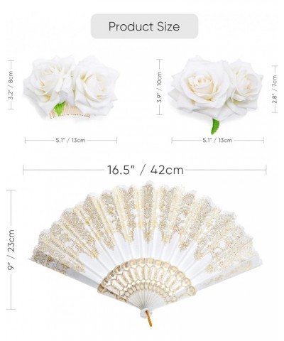 5 Pack Flower Brooch Head Ornament Bride Women Rose Flower Hair Accessories Wedding Hair Clip Flamenco Dancer 04 Pack Set: Wh...