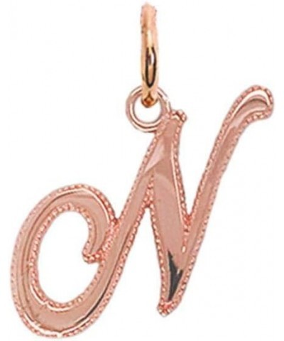 Solid 14k Gold Personalized Cursive-Style"A-Z" Initial Pendant (Size S/M/L) Large (N) Rose Gold $66.70 Pendants