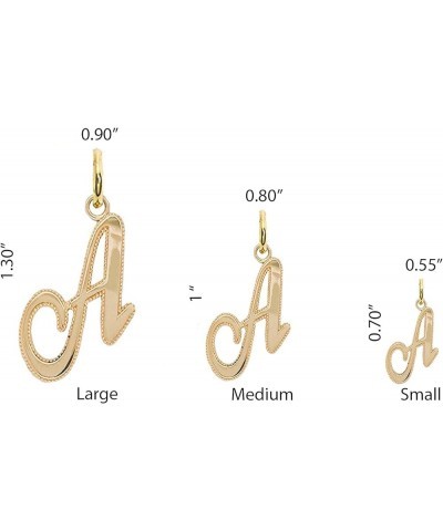 Solid 14k Gold Personalized Cursive-Style"A-Z" Initial Pendant (Size S/M/L) Large (N) Rose Gold $66.70 Pendants