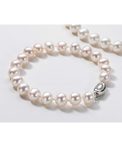 Freshwater Cultured Pearl Bracelet White Pearl All Shape Clasp Strand Bracelets for Women Jewelry Gift Size: 6-7mm/7-8mm/8-9m...