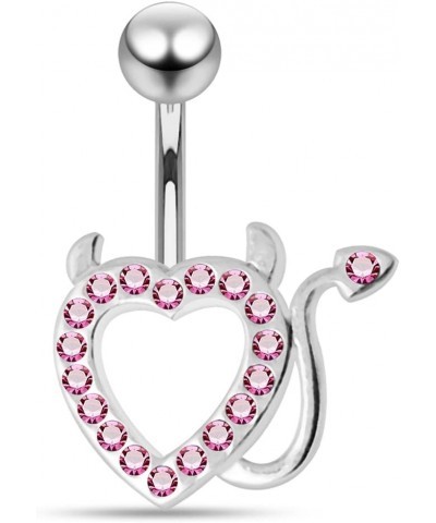 Multi Crystal Gemstone Stylish Devil Heart 925 Sterling Body Jewelry Pink $11.82 Body Jewelry