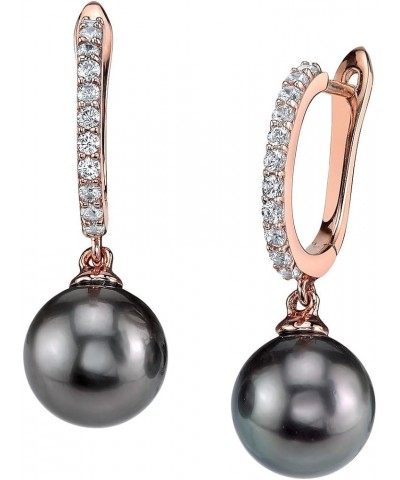 8-9mm Genuine Black Tahitian South Sea Cultured Pearl Zara Earrings for Women Rose Gold $81.60 Earrings