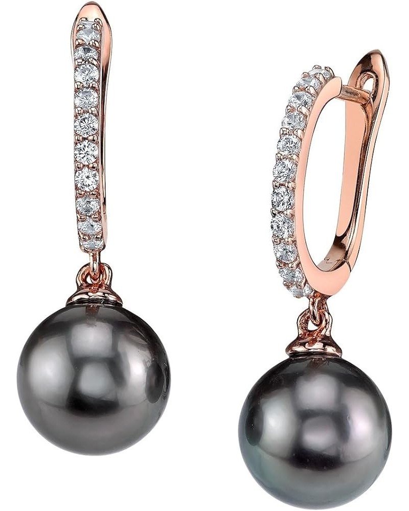 8-9mm Genuine Black Tahitian South Sea Cultured Pearl Zara Earrings for Women Rose Gold $81.60 Earrings