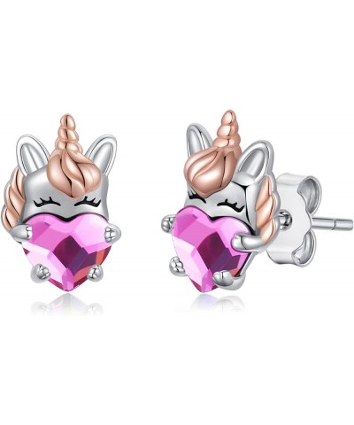 Hypoallergenic Unicorn Earrings for Girls Women 925 Sterling Silver Cute Animal Small Stud Earrings Unicorn Jewelry Gifts for...