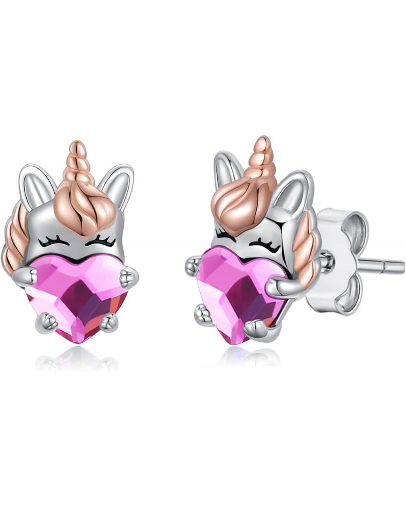 Hypoallergenic Unicorn Earrings for Girls Women 925 Sterling Silver Cute Animal Small Stud Earrings Unicorn Jewelry Gifts for...