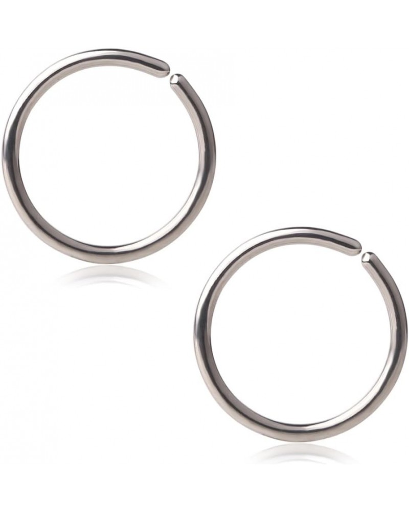 18G 20G Round Ends Stainless Steel Clip on Closure Seamless Ring Fake Nose Lip Helix Cartilage Tragus Ear Hoop 6-10mm 2PCS 18...