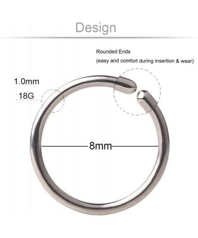 18G 20G Round Ends Stainless Steel Clip on Closure Seamless Ring Fake Nose Lip Helix Cartilage Tragus Ear Hoop 6-10mm 2PCS 18...