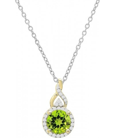 Round White Diamond & Gemstone Ladies Pendant (Silver Chain Included), Available in Various Gemstones & Metal 10K/14K/18K Gol...