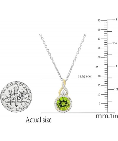 Round White Diamond & Gemstone Ladies Pendant (Silver Chain Included), Available in Various Gemstones & Metal 10K/14K/18K Gol...