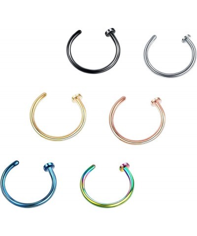 Fake Nose Ring Piercing Jewelry 20g 18g Diameter 8mm and 10mm C Shape Fake Nose Ring Hoop Fake Septum Nose Rings Bundle 6pcs ...