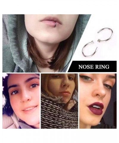 Fake Nose Ring Piercing Jewelry 20g 18g Diameter 8mm and 10mm C Shape Fake Nose Ring Hoop Fake Septum Nose Rings Bundle 6pcs ...