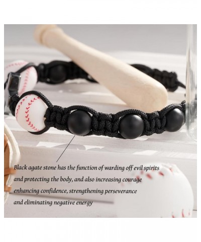 Baseball Gifts for Women Men, Black Handmade Braided Adjustable Rope Cross Bracelets Beaded Bracelet for Teengirls Trendy Jew...