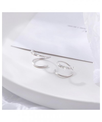 Double Twist Hoop Earrings for Women Trendy Single Piercing Double Earrings for One Hole Rhinestone Wrap Spiral Earrings Adju...