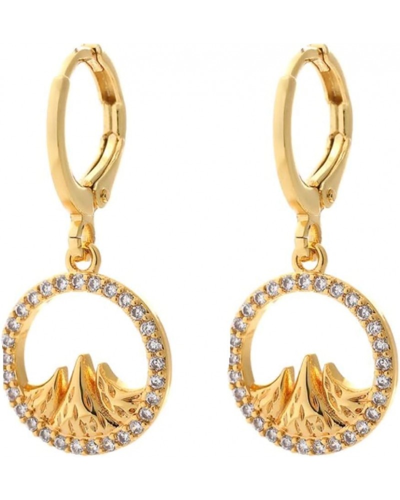 Limited Edition18K Gold Plated Earrings Mosaic CZ Crystals For Women & Girls Mountain Dangle Earrings $13.74 Earrings