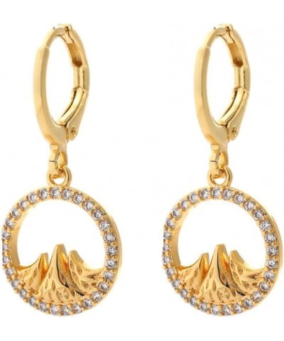 Limited Edition18K Gold Plated Earrings Mosaic CZ Crystals For Women & Girls Mountain Dangle Earrings $13.74 Earrings