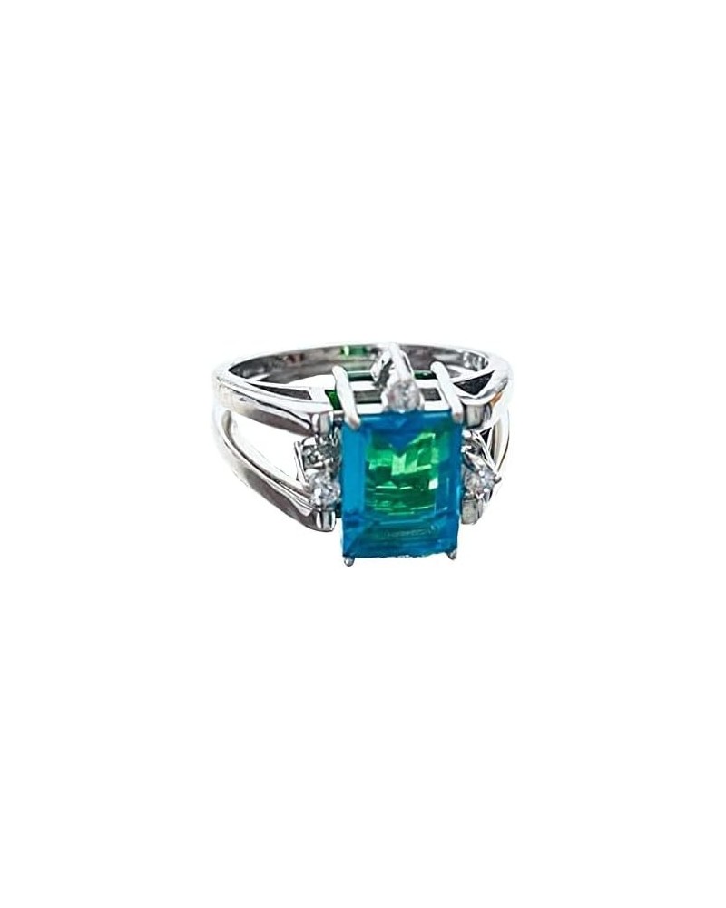 R2288 Fun Flip Ring Green & Blue Helenite Rectangle(6x8mm,1.6Ct) Sterling Silver Ring Blue,Emerald,Green $65.00 Rings