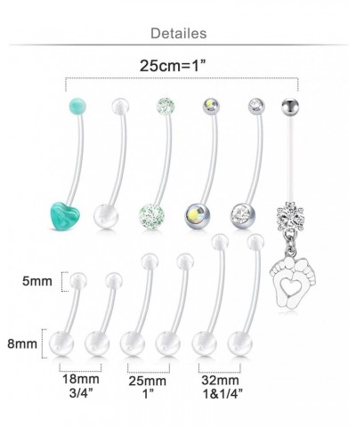 Plastic Pregnancy Belly Button Rings Long Bar Navel Rings for Maternity Sport Pregnant Women Flexible Clear Belly Piercing Re...