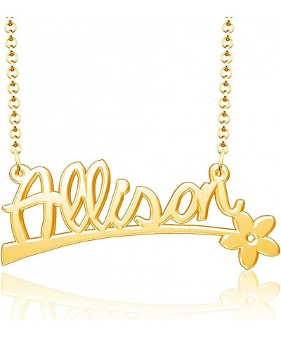 24k Gold Plated Flower Personalized Nameplate Custom Name Necklace Allison $12.65 Necklaces