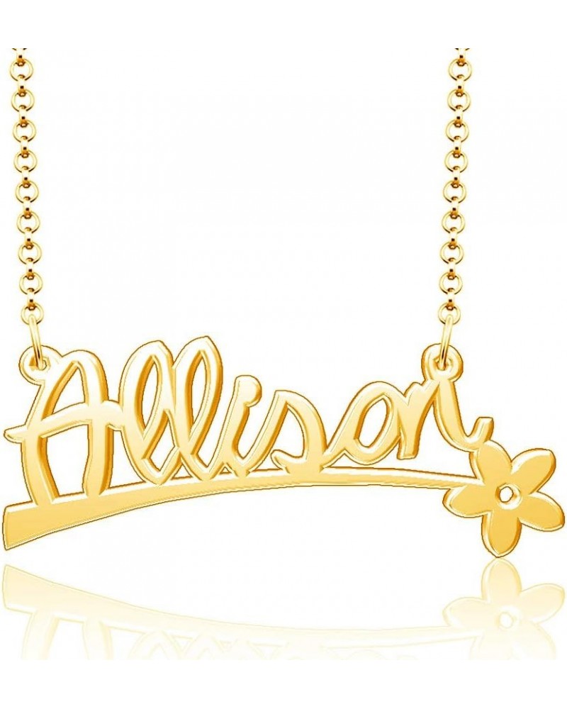 24k Gold Plated Flower Personalized Nameplate Custom Name Necklace Allison $12.65 Necklaces