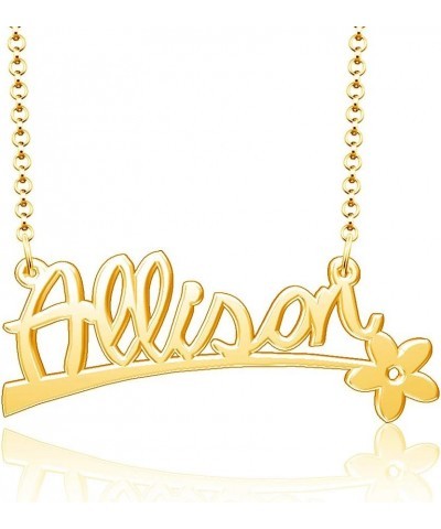 24k Gold Plated Flower Personalized Nameplate Custom Name Necklace Allison $12.65 Necklaces