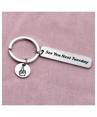 Funny Gift For Best Friend See You Next Tuesday Keyring with Middle Finger Charm CUNT” Gag gift Keyring $10.25 Necklaces