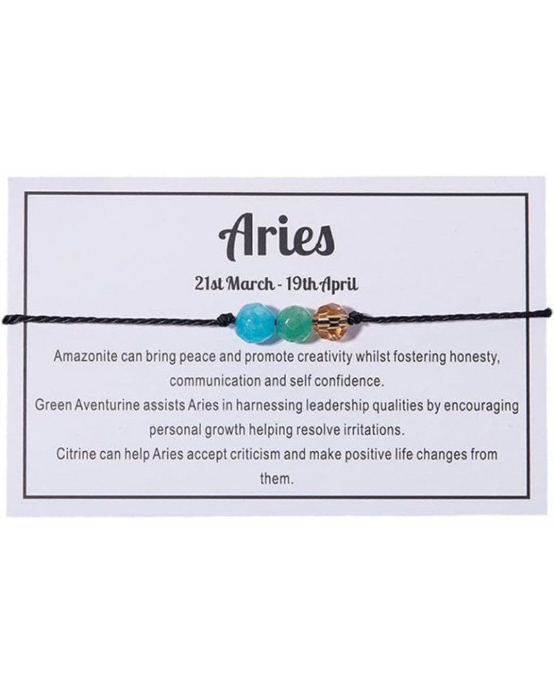 Zodiac Bracelets Braided Rope Natural Stone Healing Gemstone Crystal 12 Constellation Bracelet for Women Jewelry Aries $8.24 ...