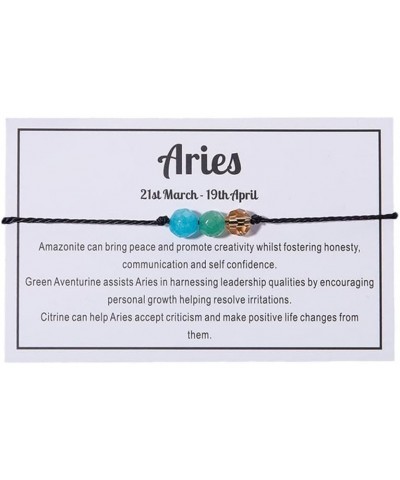 Zodiac Bracelets Braided Rope Natural Stone Healing Gemstone Crystal 12 Constellation Bracelet for Women Jewelry Aries $8.24 ...