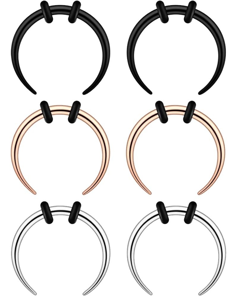 14G 16G Pincher Septum Rings C Shape Buffalo Stainless Steel Horseshoes Nose Ring Taper Kit Septum Piercing Jewelry with O-Ri...