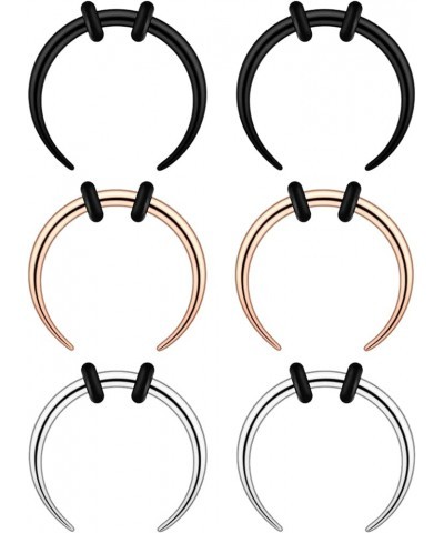 14G 16G Pincher Septum Rings C Shape Buffalo Stainless Steel Horseshoes Nose Ring Taper Kit Septum Piercing Jewelry with O-Ri...