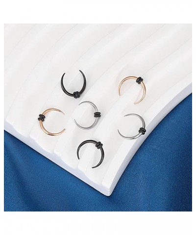 14G 16G Pincher Septum Rings C Shape Buffalo Stainless Steel Horseshoes Nose Ring Taper Kit Septum Piercing Jewelry with O-Ri...