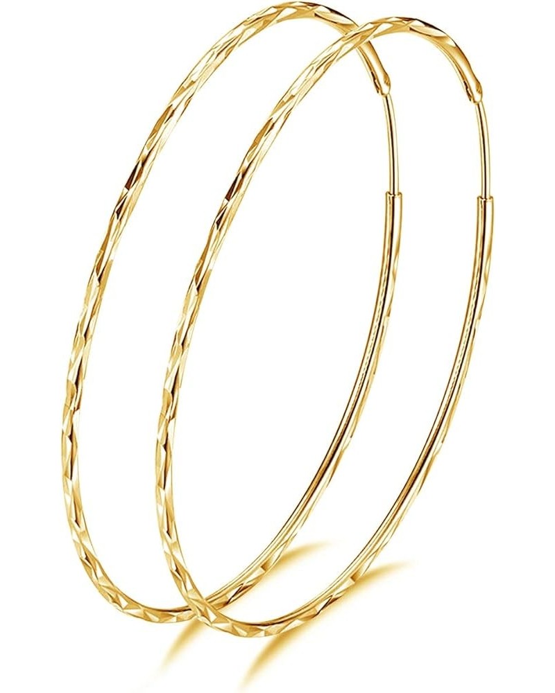 925 Sterling Silver Circle Endless Hoop Earrings for Women Girls 20 30 40 50 60 70mm B-30MM Gold Plated $13.23 Earrings