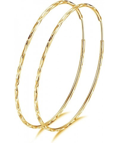 925 Sterling Silver Circle Endless Hoop Earrings for Women Girls 20 30 40 50 60 70mm B-30MM Gold Plated $13.23 Earrings